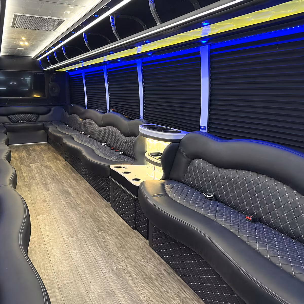 Group beside a Mercedes Sprinter limo in Baltimore