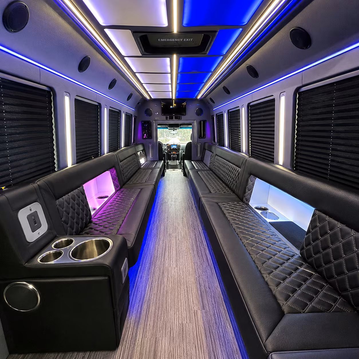 Baltimore Birthday, Sweet 16, & Quinceañera Transportation party bus interior