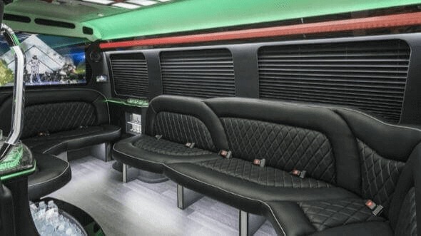 Interior of Charter Bus Company Arlington's 14 Passenger Sprinter Limousine in Arlington