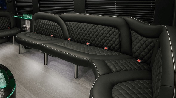 Interior of Charter Bus Company Richmond's 14 Passenger Sprinter Limousine in Richmond