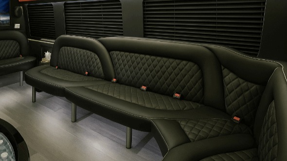 Interior of Charter Bus Company Germantown's 15 Passenger Party Bus in Germantown