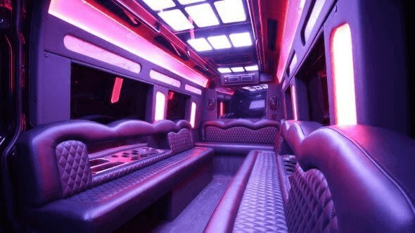 Interior of Charter Bus Company Philadelphia's 18 Passenger Party Bus in Philadelphia