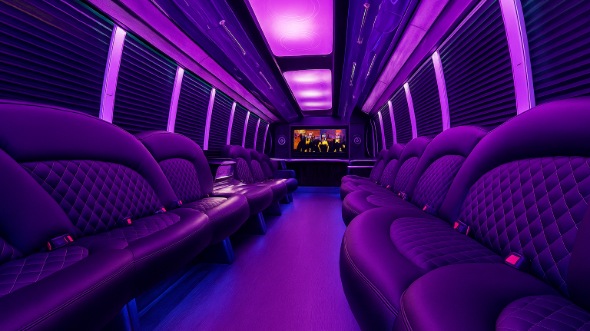 Interior of Charter Bus Company Allentown's 20 Passenger Party Bus in Allentown