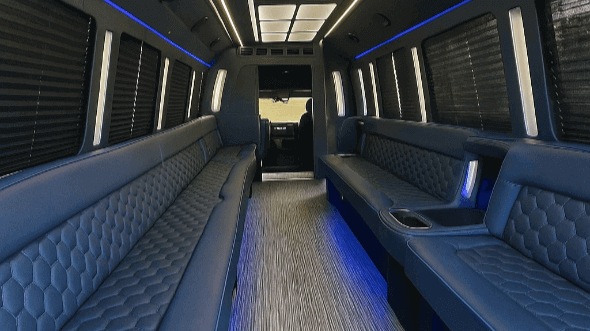Interior of Charter Bus Company Gaithersburg's 20 Passenger Party Bus in Gaithersburg