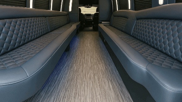 Interior of Charter Bus Company Allentown's 25 Passenger Party Bus in Allentown