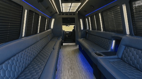 Interior of Charter Bus Company Arlington's 30 Passenger Party Bus in Arlington