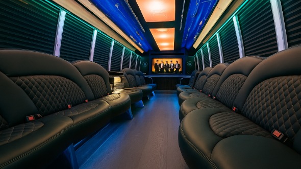 Interior of Charter Bus Company Philadelphia's 40 Passenger Party Bus in Philadelphia