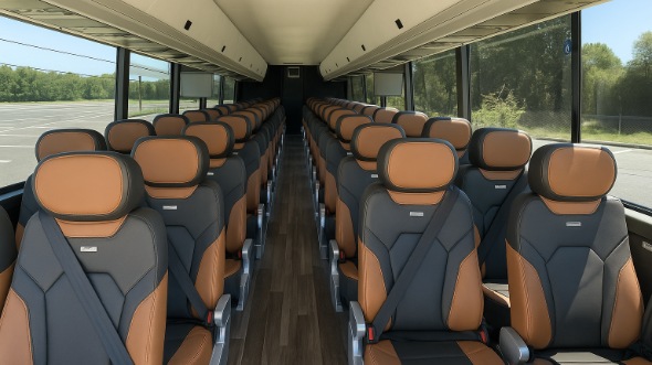 Interior of Charter Bus Company Baltimore's 55 Passenger Charter Bus in Baltimore
